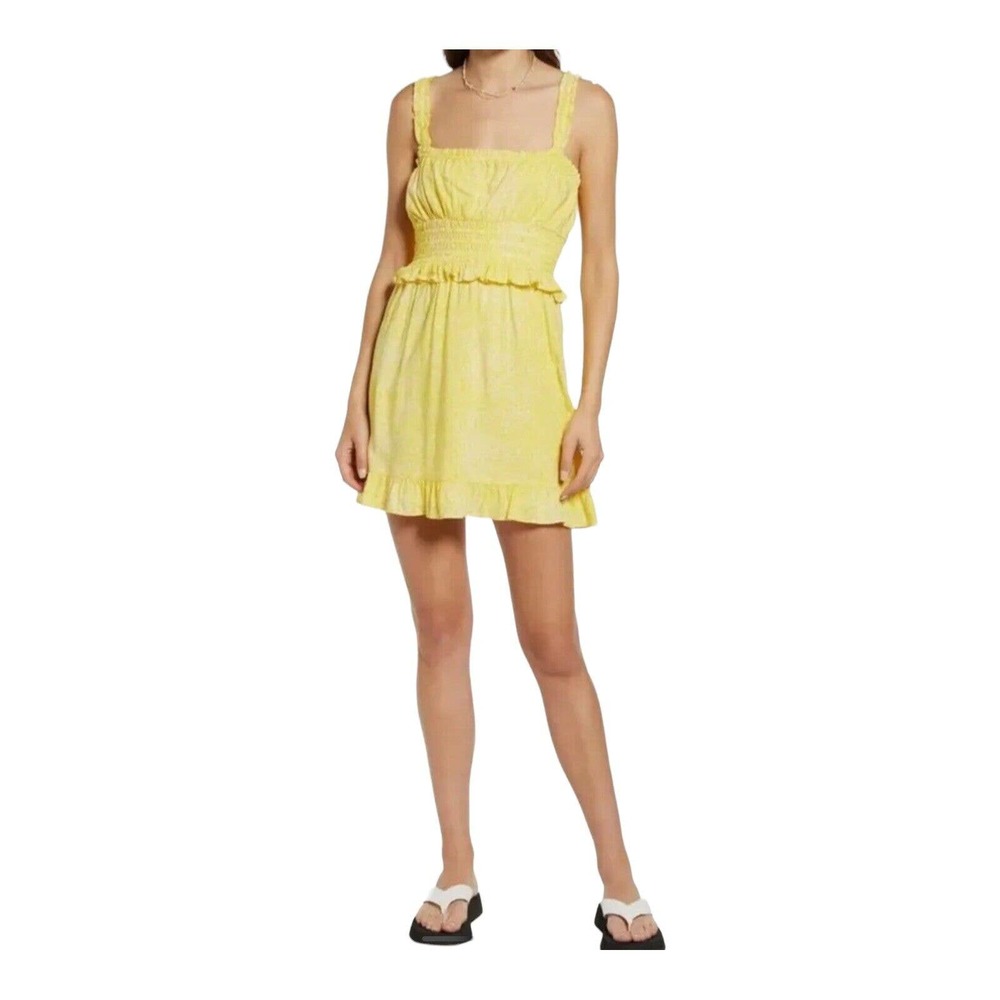 Nordstrom BP Yellow Camo Sleeveless Sundress Mini Dress Size XS